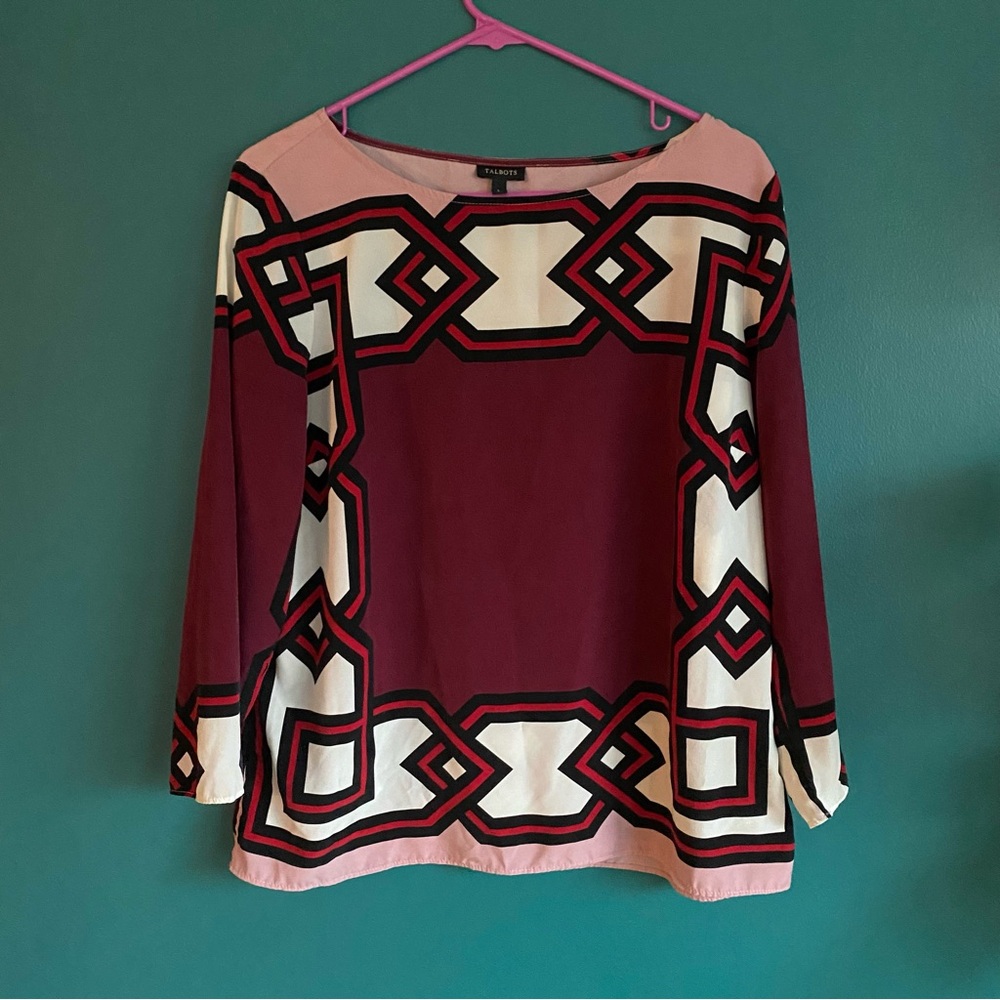 Talbots Chainlink Color Block Blouse